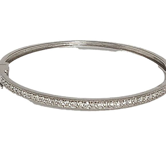 Elegant 14k White Gold Diamonds Bangle Bracelet - Picture 1 of 11